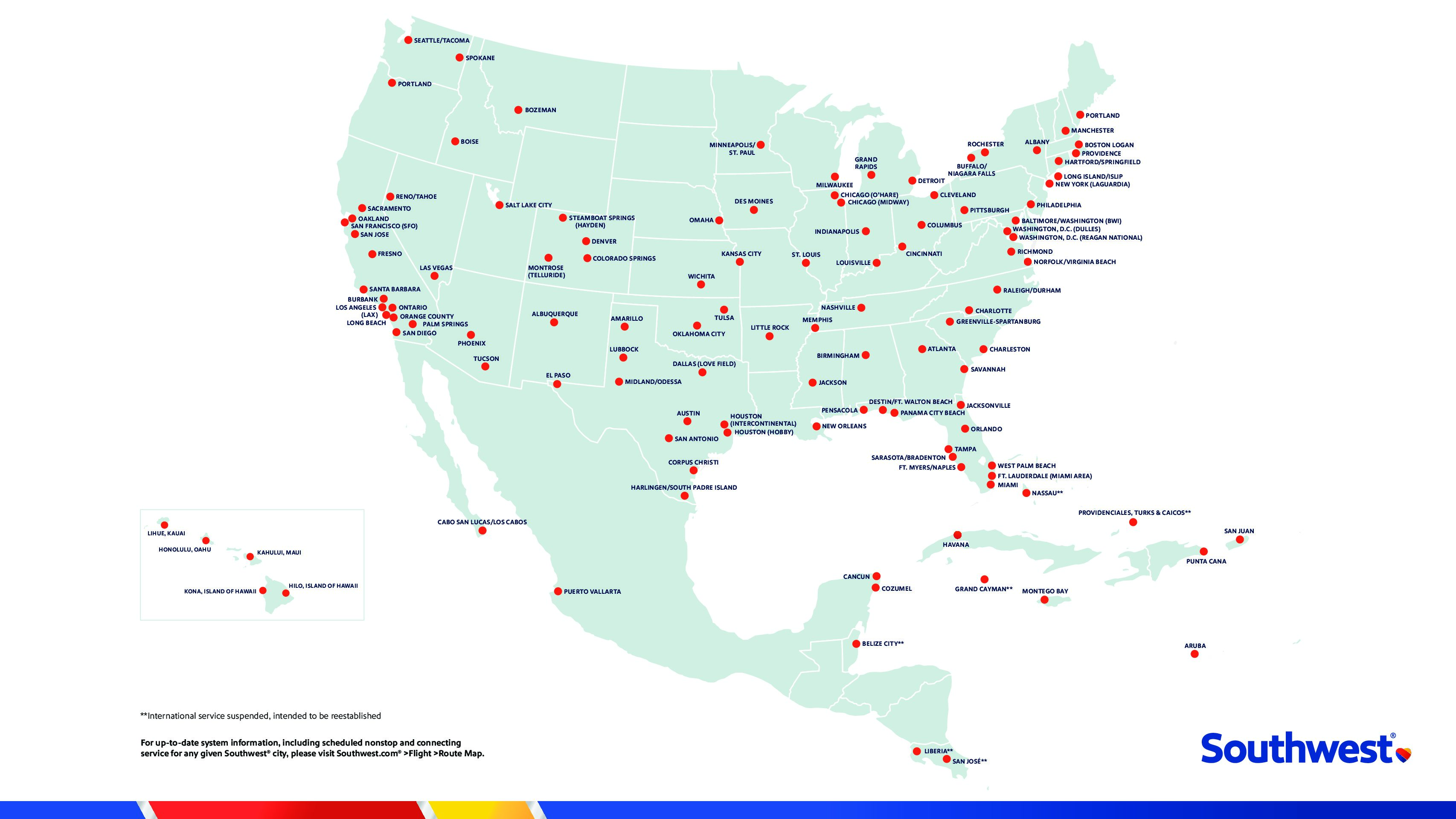 Southwest Airlines Map - Southwest System Map Jun2021 1920x1080 1 Pdf 