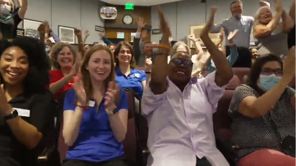 The crowd goes wild after Suncoast Region's  2022 All-America City presentation. 