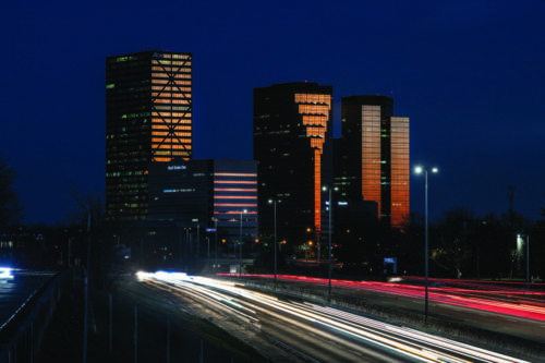 Southfield skyline at dusk